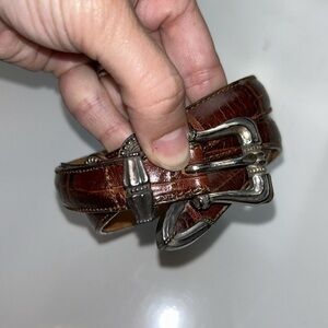 Brighton Brown Croc Embossed Concho‎ Leather Belt